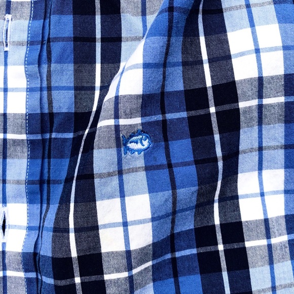 Blue plaid button down - Picture 3 of 4